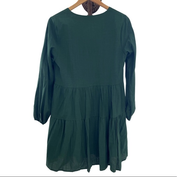 Women’s Shift Dress Bell Sleeve V-Neck Loose Dress with Pockets - Picture 3 of 3